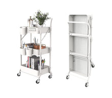 Load image into Gallery viewer, 3-Tier Foldable Trolley Cart