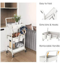 Load image into Gallery viewer, 3-Tier Foldable Trolley Cart